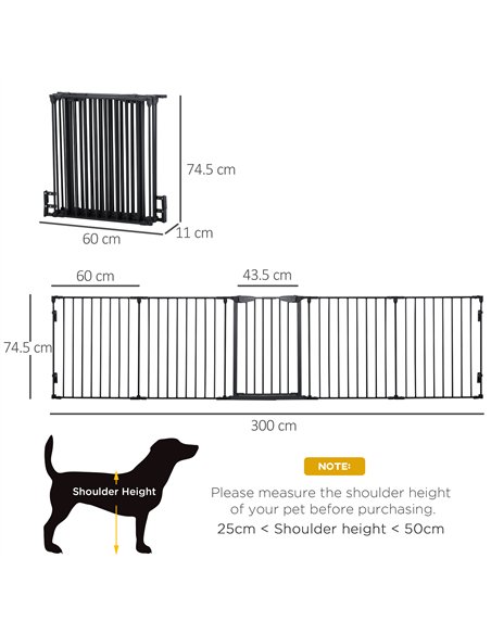 PawHut 5 Panels Pet Playpen Metal Fence w/ Walk Through Door - Black - pic 142996 | FastDaddyshop
