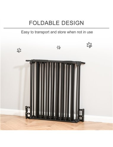 PawHut 5 Panels Pet Playpen Metal Fence w/ Walk Through Door - Black