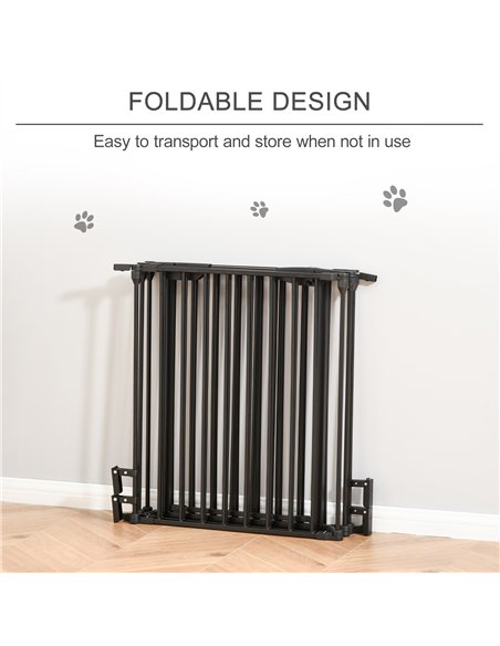 PawHut 5 Panels Pet Playpen Metal Fence w/ Walk Through Door - Black - pic 142998 | FastDaddyshop