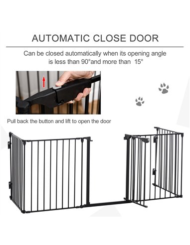 PawHut 5 Panels Pet Playpen Metal Fence w/ Walk Through Door - Black