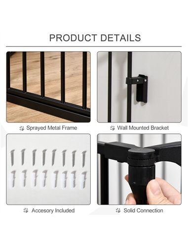 PawHut 5 Panels Pet Playpen Metal Fence w/ Walk Through Door - Black