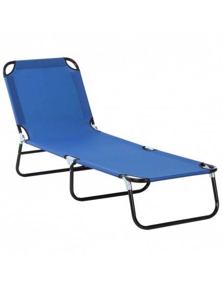 Outsunny Portable Folding Sun Lounger with 5-Position Adjustable Backrest, Blue - pic 14301 | FastDaddyshop
