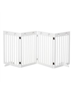 PawHut Wooden Pet Gate Foldable Freestanding Dog Safety Barrier w/ Support Feet