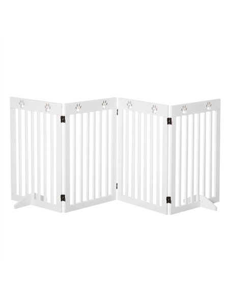 PawHut Wooden Pet Gate Foldable Freestanding Dog Safety Barrier w/ Support Feet - pic 143012 | FastDaddyshop