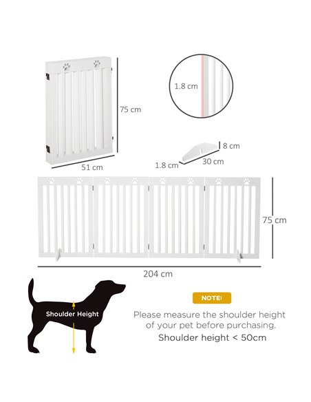 PawHut Wooden Pet Gate Foldable Freestanding Dog Safety Barrier w/ Support Feet - pic 143014 | FastDaddyshop