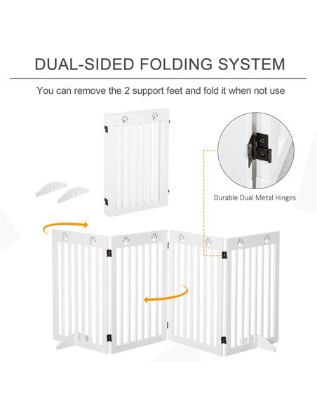PawHut Wooden Pet Gate Foldable Freestanding Dog Safety Barrier w/ Support Feet - pic 143015 | FastDaddyshop