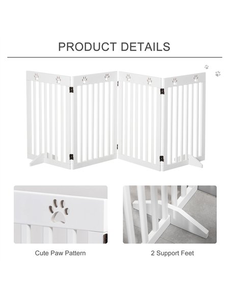 PawHut Wooden Pet Gate Foldable Freestanding Dog Safety Barrier w/ Support Feet - pic 143016 | FastDaddyshop