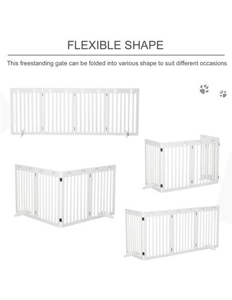 PawHut Wooden Pet Gate Foldable Freestanding Dog Safety Barrier w/ Support Feet - pic 143017 | FastDaddyshop