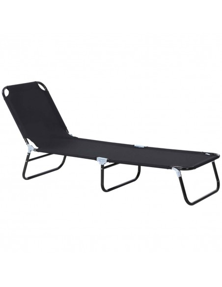 Outsunny Portable Folding Sun Lounger with 5-Position Adjustable Backrest, Black - pic 14302 | FastDaddyshop