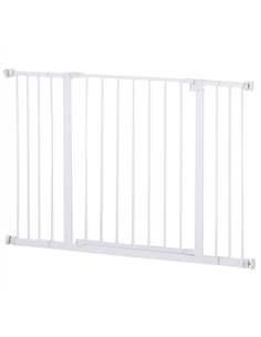 PawHut Dog Gate Pet Safety Gate Stair Barrier Pressure Fit Adjustable 76-82/86-97/101-107 cm, White