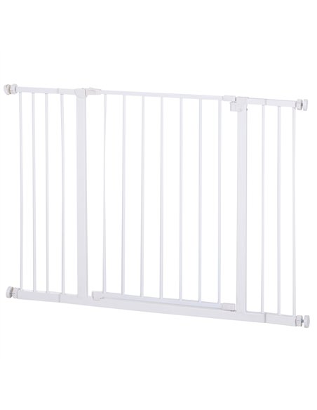 PawHut Dog Gate Pet Safety Gate Stair Barrier Pressure Fit Adjustable 76-82/86-97/101-107 cm, White - pic 143021 | FastDaddyshop