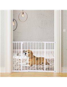 PawHut Dog Gate Pet Safety Gate Stair Barrier Pressure Fit Adjustable 76-82/86-97/101-107 cm, White 2