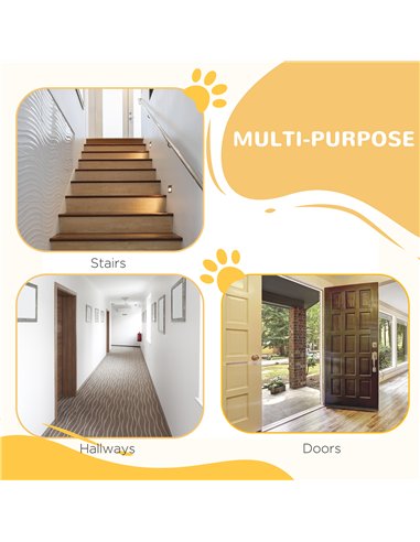 PawHut Dog Gate Pet Safety Gate Stair Barrier Pressure Fit Adjustable 76-82/86-97/101-107 cm, White