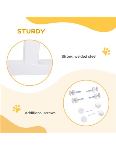 PawHut Dog Gate Pet Safety Gate Stair Barrier Pressure Fit Adjustable 76-82/86-97/101-107 cm, White