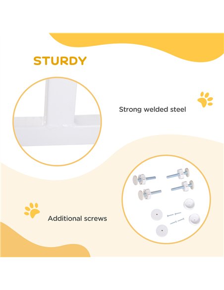 PawHut Dog Gate Pet Safety Gate Stair Barrier Pressure Fit Adjustable 76-82/86-97/101-107 cm, White - pic 143026 | FastDaddyshop