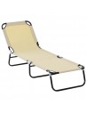 Outsunny Portable Folding Sun Lounger with 5-Position Adjustable Backrest, Beige