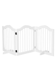 PawHut 3 Panels Dog Gate w/ Support Feet Fence Safety Barrier Freestanding Wood White
