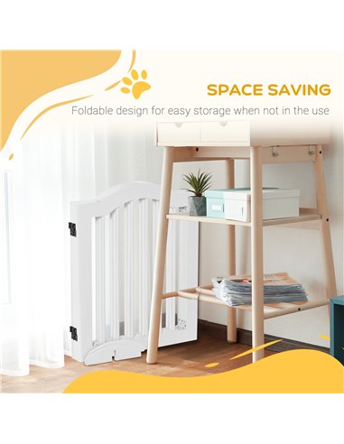 PawHut 3 Panels Dog Gate w/ Support Feet Fence Safety Barrier Freestanding Wood White