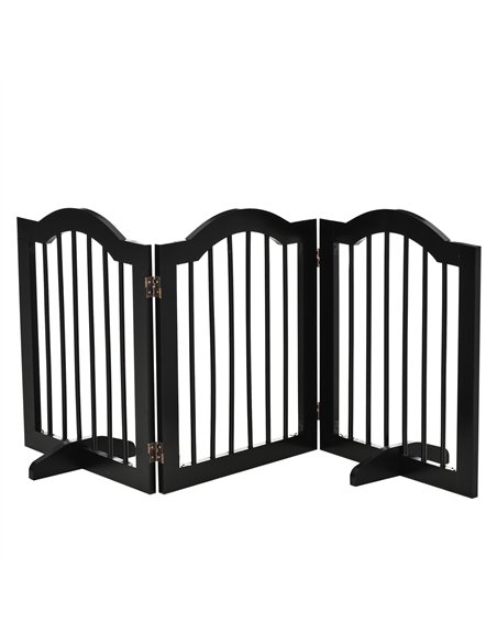 PawHut Freestanding Pet Gate Wooden Dog Gate with Support Feet Foldable Pet Fence Safety Barrier for the House Doorway Stairs Bl - pic 143039 | FastDaddyshop