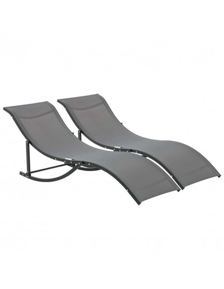 Outsunny Set of 2 S-shaped Foldable Sun Lounger, Grey - pic 14304 | FastDaddyshop