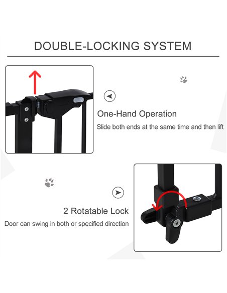 PawHut Dog Gate Stair Gate Pressure Fit Pets Barrier Auto Close for Doorway Hallway, 74-148cm Wide Adjustable, Black - pic 143051 | FastDaddyshop