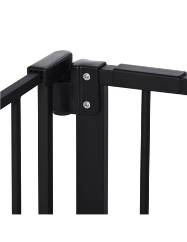 PawHut Dog Gate Stair Gate Pressure Fit Pets Barrier Auto Close for Doorway Hallway, 74-148cm Wide Adjustable, Black
