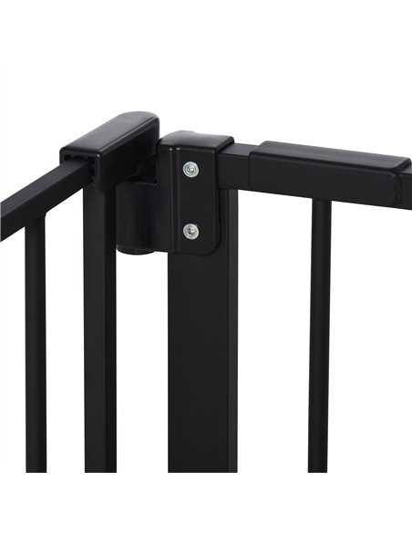 PawHut Dog Gate Stair Gate Pressure Fit Pets Barrier Auto Close for Doorway Hallway, 74-148cm Wide Adjustable, Black - pic 143055 | FastDaddyshop