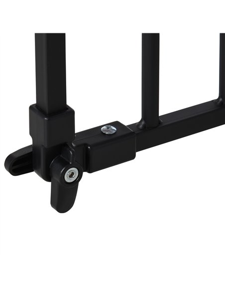 PawHut Dog Gate Stair Gate Pressure Fit Pets Barrier Auto Close for Doorway Hallway, 74-148cm Wide Adjustable, Black - pic 143056 | FastDaddyshop