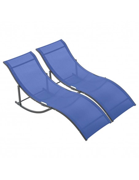 Outsunny Set of 2 S-shaped Foldable Sun Lounger, Blue - pic 14306 | FastDaddyshop