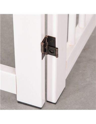 PawHut Freestanding Pet Gate 4 Panels Wooden Dog Safety Fence Foldable with Support Feet for Doorway Stairs 91cm Tall White