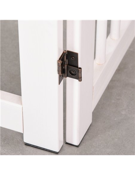 PawHut Freestanding Pet Gate 4 Panels Wooden Dog Safety Fence Foldable with Support Feet for Doorway Stairs 91cm Tall White - pic 143064 | FastDaddyshop
