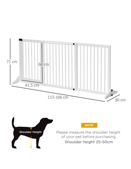 PawHut Wooden Dog Gate, Dog Fence Indoor, Freestanding Dog Barrier, Adjustable Lockable Fence with 3 Panels, 71H x 113-166W cm,  - pic 143068 | FastDaddyshop