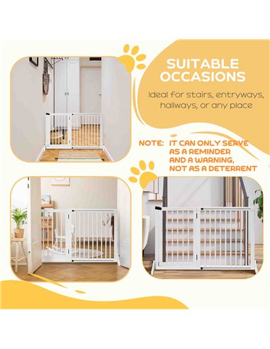 PawHut Wooden Dog Gate, Dog Fence Indoor, Freestanding Dog Barrier, Adjustable Lockable Fence with 3 Panels, 71H x 113-166W cm, 