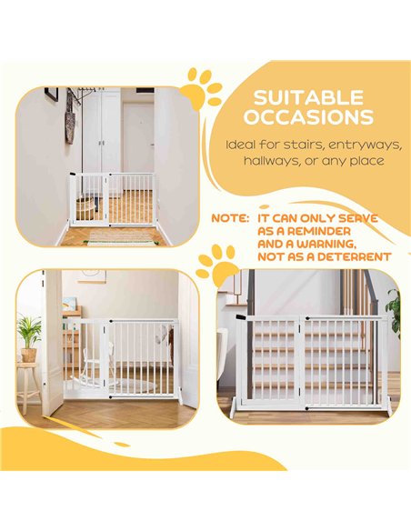 PawHut Wooden Dog Gate, Dog Fence Indoor, Freestanding Dog Barrier, Adjustable Lockable Fence with 3 Panels, 71H x 113-166W cm,  - pic 143070 | FastDaddyshop