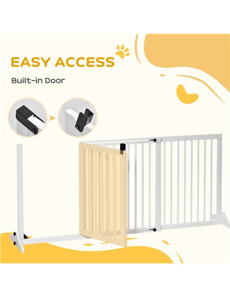 PawHut Wooden Dog Gate, Dog Fence Indoor, Freestanding Dog Barrier, Adjustable Lockable Fence with 3 Panels, 71H x 113-166W cm,  - pic 143071 | FastDaddyshop