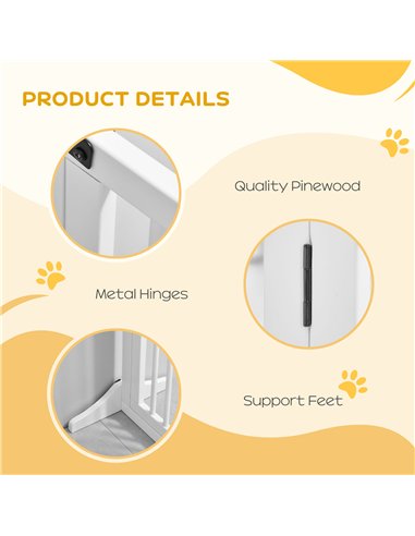 PawHut Wooden Dog Gate, Dog Fence Indoor, Freestanding Dog Barrier, Adjustable Lockable Fence with 3 Panels, 71H x 113-166W cm, 