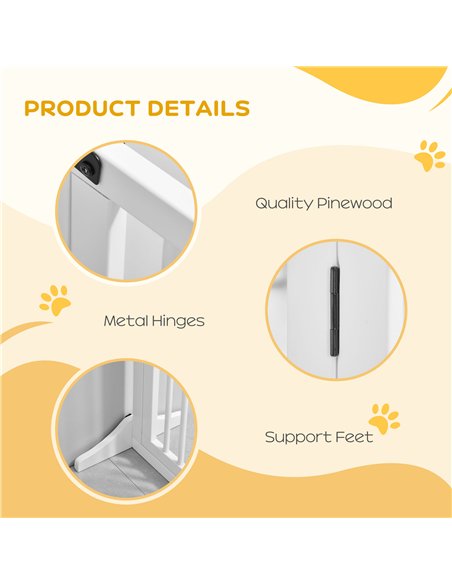PawHut Wooden Dog Gate, Dog Fence Indoor, Freestanding Dog Barrier, Adjustable Lockable Fence with 3 Panels, 71H x 113-166W cm,  - pic 143072 | FastDaddyshop