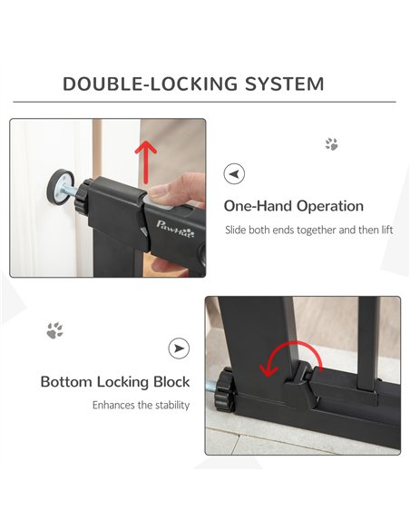 PawHut Dog Gate with Cat Flap Pet Safety Gate Barrier, Stair Pressure Fit, Auto Close, Double Locking, for Doorways, Hallways, 7 - pic 143078 | FastDaddyshop