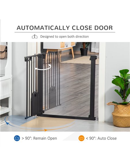 PawHut Dog Gate with Cat Flap Pet Safety Gate Barrier, Stair Pressure Fit, Auto Close, Double Locking, for Doorways, Hallways, 7 - pic 143079 | FastDaddyshop