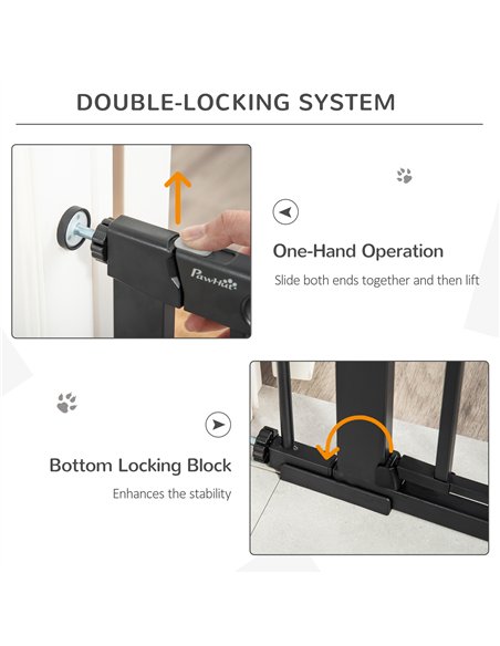 PawHut Dog Gate with Cat Flap Pet Safety Gate Barrier, Stair Pressure Fit, Auto Close, Double Locking, for Doorways, Hallways, 7 - pic 143087 | FastDaddyshop