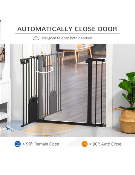 PawHut Dog Gate with Cat Flap Pet Safety Gate Barrier, Stair Pressure Fit, Auto Close, Double Locking, for Doorways, Hallways, 7 - pic 143088 | FastDaddyshop