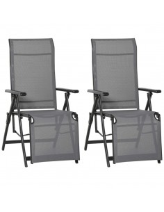 Outsunny Set of 2 Outdoor Sun Lounger, Reclining Lounge Chairs, Grey