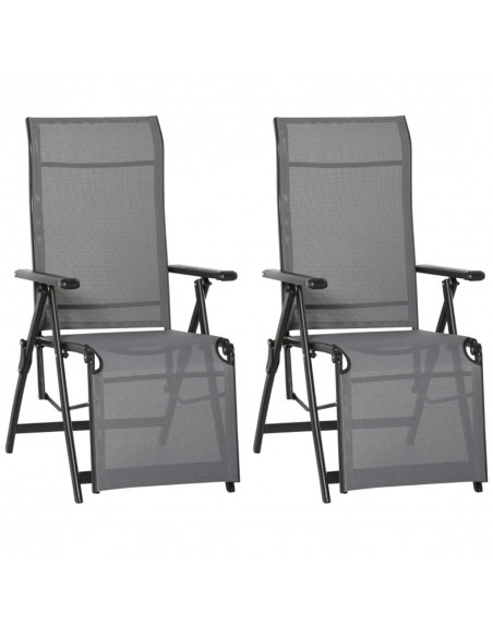 Outsunny Set of 2 Outdoor Sun Lounger, Reclining Lounge Chairs, Grey - pic 14309 | FastDaddyshop