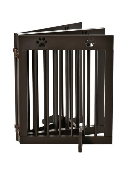 PawHut Freestanding Pet Gate 4 Panel Wooden Dog Barrier Folding Safety Fence with Support Feet up to 204cm Long 61cm Tall for Do - pic 143100 | FastDaddyshop