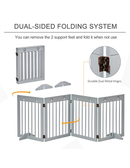 PawHut Freestanding Pet Gate 4 Panel Folding Wooden Dog Barrier w/ Support Feet - pic 143105 | FastDaddyshop