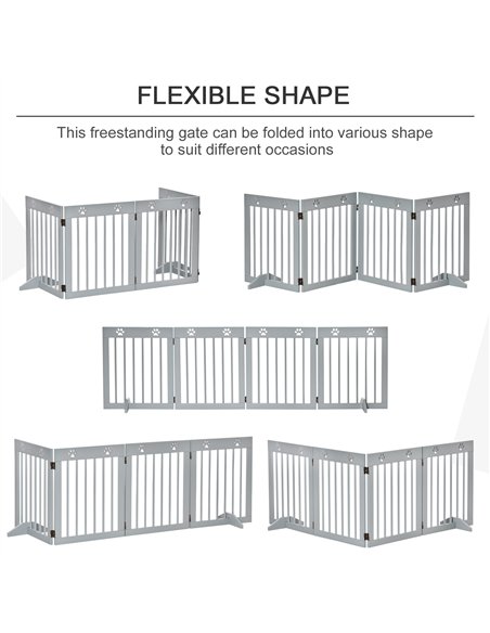 PawHut Freestanding Pet Gate 4 Panel Folding Wooden Dog Barrier w/ Support Feet - pic 143106 | FastDaddyshop