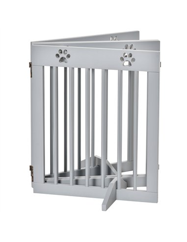 PawHut Freestanding Pet Gate 4 Panel Folding Wooden Dog Barrier w/ Support Feet
