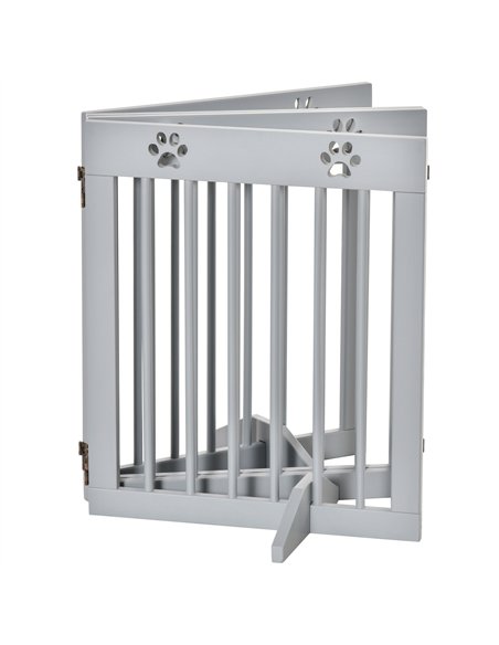PawHut Freestanding Pet Gate 4 Panel Folding Wooden Dog Barrier w/ Support Feet - pic 143109 | FastDaddyshop