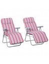 Outsunny Set of 2 Foldable Garden Sun Lounger, Outdoor Reclining Seat, Red and White