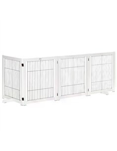 PawHut Freestanding Folding Pet Gate 4 Panels Dog Puppy Barrier with Support Feet
